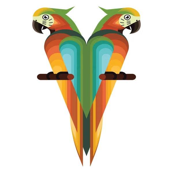 Logo Paio Pappagalli Multicolori — Vettoriale Stock