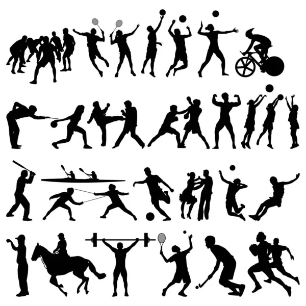 Sports People Silhouette Sport Silhouette — Stock Vector