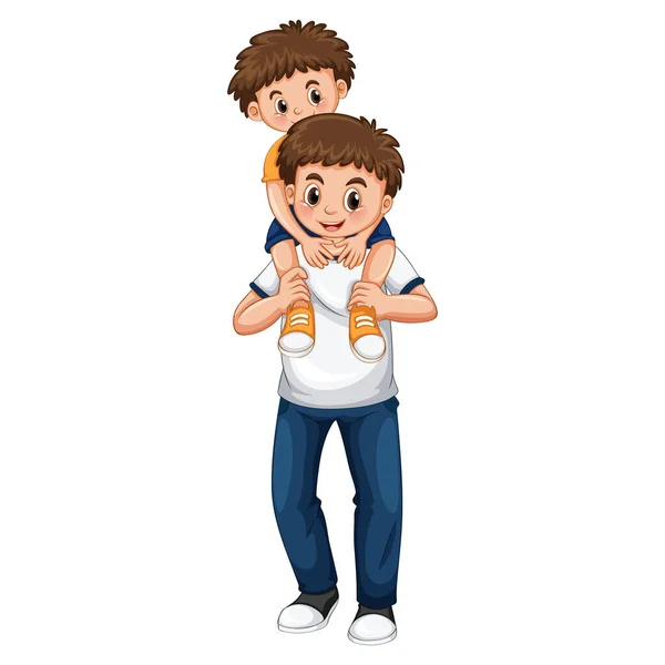 Illustrazione Vettoriale Personaggio Paterno Con Braccio Suo Figlio — Vettoriale Stock