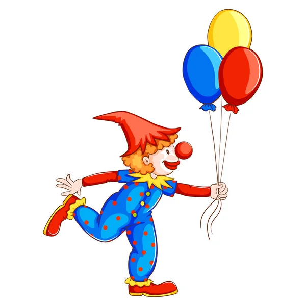 Clown Vektor Illustration Hält Ballon — Stockvektor