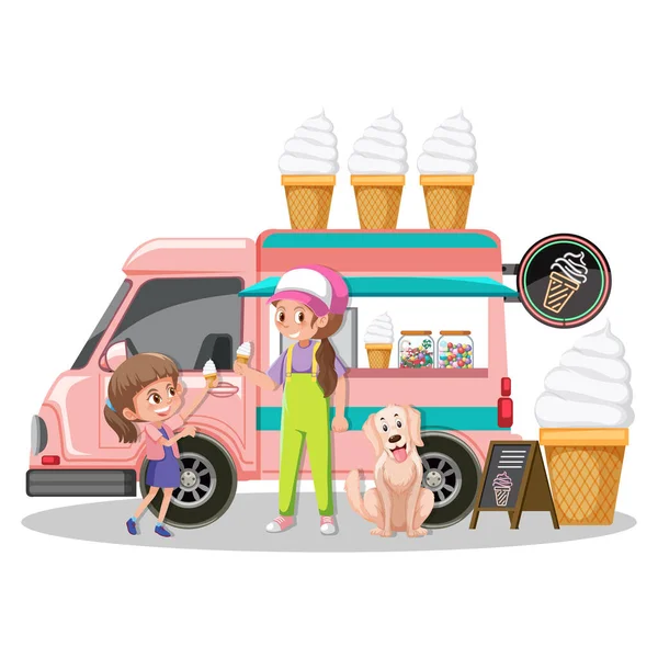 아이스크림 트럭이요 고립됨 — 스톡 벡터