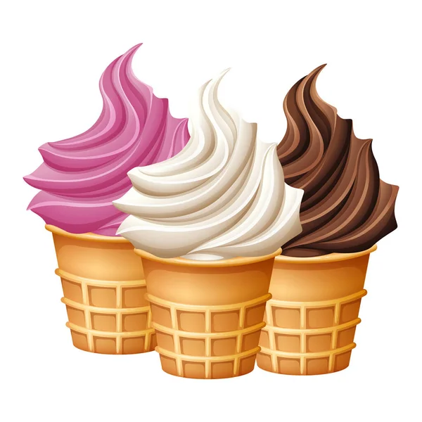 各种口味的冰淇淋 巧克力 现实的病媒 — 图库矢量图片