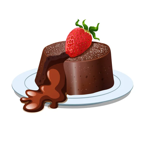 Kuchen Mit Schokolade Und Erdbeeren Obendrauf — Stockvektor