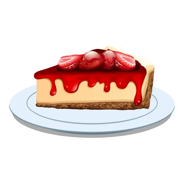 Kuchen Mit Erdbeermarmelade Und Erdbeerscheiben Darüber — Stockvektor