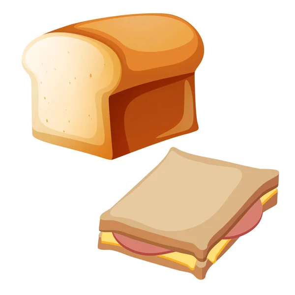 Pão Branco Ilustração Vetorial Sanduíche —  Vetores de Stock