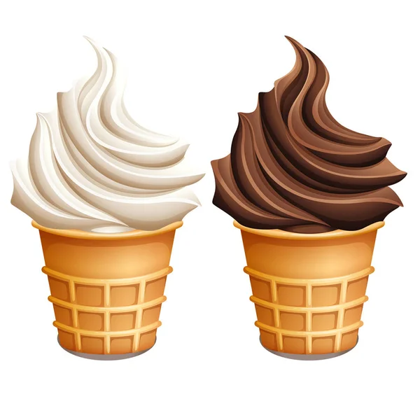 现实的巧克力和香草冰淇淋 — 图库矢量图片