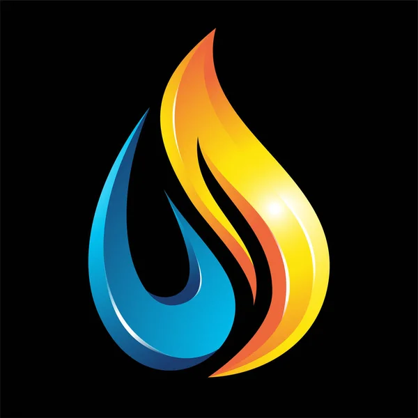 水滴3Dブルーゴールドロゴ — ストックベクタ