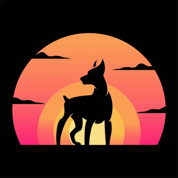 Cień Zachodu Słońca Logo Psa — Wektor stockowy