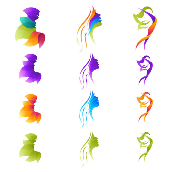 colorful beautiful people and women logo design template