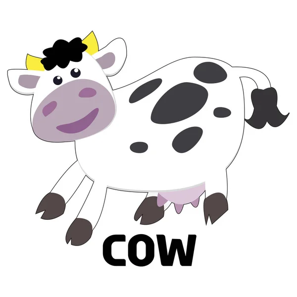 Dessin Vache Animale Sur Blanc — Image vectorielle