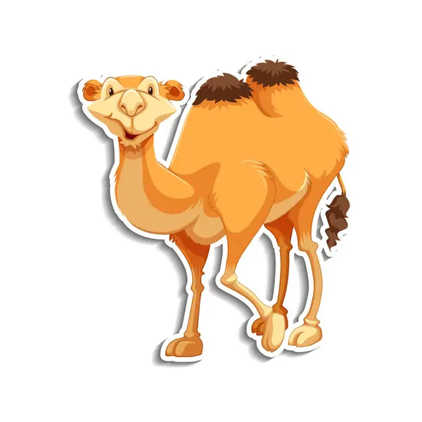 Etiqueta Engomada Plantilla Camello Personaje Dibujos Animados — Vector de stock