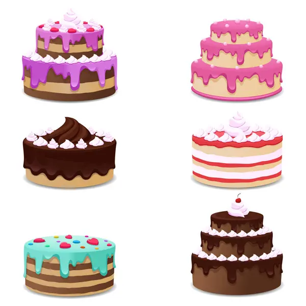 ホワイトの誕生日ケーキのベクトル選択 — ストックベクタ