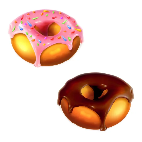Donut Vector Realista Blanco — Vector de stock