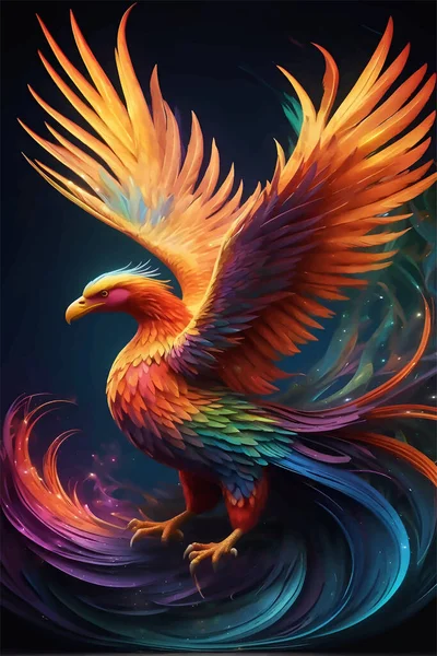 Illustration Vectorielle Oiseau Phénix Magnifiquement Conçu Apparaît Illustration De Stock