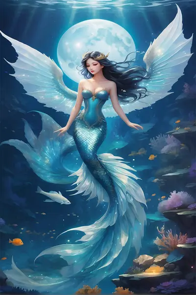 Ilustración Una Sirena Celestial Con Una Hermosa Vista Gráficos vectoriales