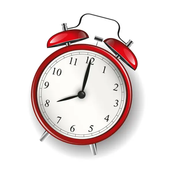 Vector Realistic Red Alarm Clock — Stock Vector