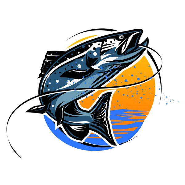 Oyun Tişört Tasarımları Için Vektör Maskotu Balıkçılık Logosu — Stok Vektör