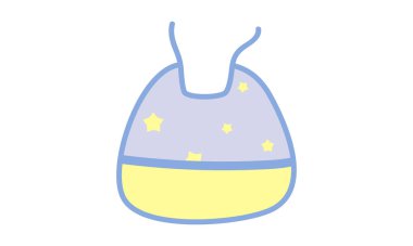 Şirin bebek önlüğü parçası. Bebek için basit bir silikon önlük düz vektör çizimi. Yıldız desenli el çizimi bebek önlüğü ya da önlüğü. Çocuklar, bebek partisi, çocuk odası dekorasyonu.
