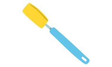 Bebek fırçası klipsi. Basit bir şişe fırçası süngeri düz vektör çizimi. Beslenme şişeleri, bardaklar, tencere, süt, bardak, bardak, bardak, şarap şişeleri için sünger temizleyici.