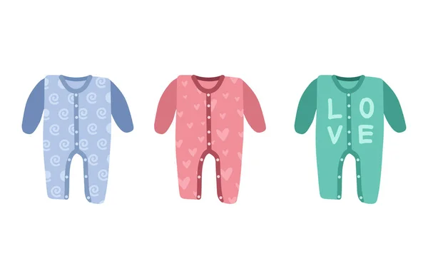 Διάνυσμα Σετ Από Κλιπ Για Μωρά Απλό Χαριτωμένο Μωρό Sleepsuit — Διανυσματικό Αρχείο