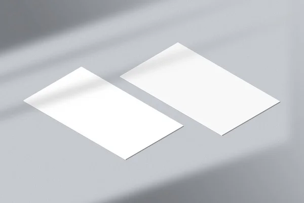 Mockup Cartão Visita Realista Isométrico Simples Dois Cartões Visita Branco — Fotografia de Stock
