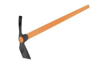 Bahçıvanlık matock suluboya biçim vektör illüstrasyonu beyaz arkaplanda izole edildi. Basit matock klip parçası. Bahçe aletleri suluboya çizgi film çizimi. Çiftlik evi tırmanışı. Kazma maden aracı