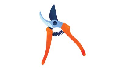 Secateurs suluboya vektör illüstrasyonunu beyaz arkaplanda izole etti. Budama makası, bahçe el budama makası, budama makası, bahçe makası. Secateurs budayıcı bölmesi