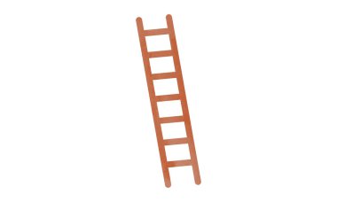 Simple wooden straight ladder watercolor style vector illustration isolated on white background. Straight ladder clipart cartoon style. Hand drawn ladder. Ladder symbol of process and growth clipart