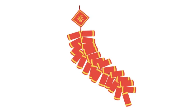 Čínská Novoroční Rachejtle Kliparty Jednoduché Čínské Červené Petardy Nebo Kanón — Stockový vektor