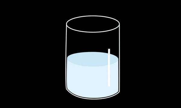 Mjölkglasklipp Transparent Glas Mjölk Vektor Design Isolerad Svart Bakgrund Enkelt — Stock vektor