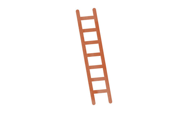 Simple wooden straight ladder watercolor style vector illustration isolated on white background. Straight ladder clipart cartoon style. Hand drawn ladder. Ladder symbol of process and growth
