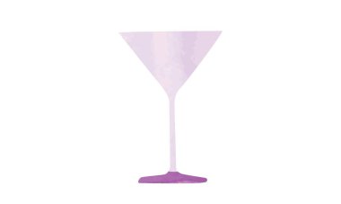 Basit bir martini kokteyli bardağı klipsi. Beyaz arka planda izole edilmiş kokteyl camlı suluboya vektör çizimi. Martini cam çizgi film stili el çizimi. Minimalist kokteyl bardağı suluboya karalama