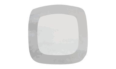 Yuvarlak kare besin tabakası suluboya biçim vektör çizimi beyaz arkaplanda izole edilmiş. Minimalist tabak klip üst görünümü. Basit boş kare kare el çizimi çizgi film.