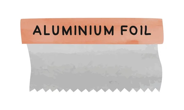 Kuchnia Folia Aluminiowa Rolki Clipart Prosta Folia Aluminiowa Pudełko Akwarela — Wektor stockowy