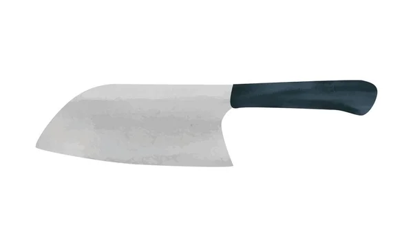 Couteau Santoku Avec Manche Bois Aquarelle Style Illustration Vectorielle Isolé — Image vectorielle