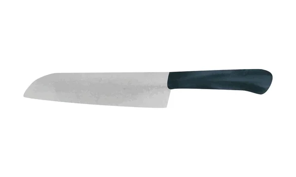 Tahta Saplı Santoku Bıçak Suluboya Stili Santoku Bıçak Kırpması Beyaz — Stok Vektör
