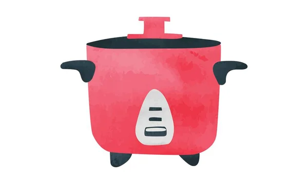 Červená Rýže Vařič Akvarel Styl Vektorové Ilustrace Izolované Bílém Pozadí — Stockový vektor