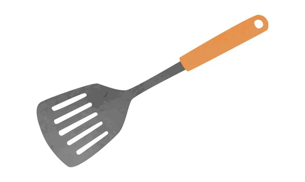 Simple Kitchen Spatula Wooden Handle Watercolor Vector Illustration Isolated White — Stock Vector