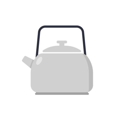 Classic kettle clipart vector illustration. Tea pot kettle stove flat vector design. Aluminium kettle sign icon. Tea kettle cartoon clipart. Household domestic and kitchen tools clipart