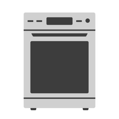 Mutfak fırını klibi vektör çizimi. İç gaz fırınının düz tasarımı. Basit bir duvar fırını simgesi. Fırın karikatür klipsi. Ev hanımları ve mutfak aletleri kavramı