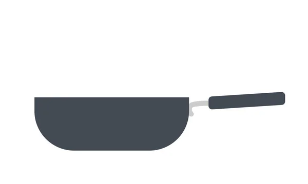 深いフライパンのアイコンクリッパーベクトルイラスト キッチンの深いフライパンの看板フラットベクトルデザイン 深いフライパン側のビューのアイコン ステンレス製のパン漫画のClipart キッチンツールのコンセプト — ストックベクタ