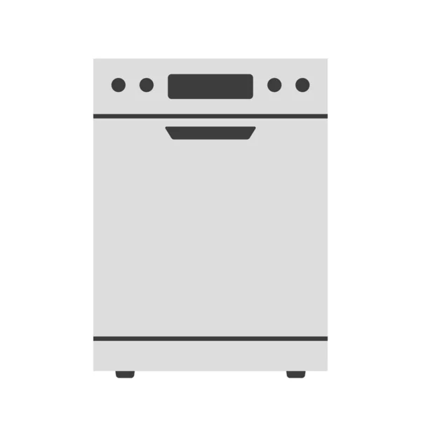 Закрити Посудомийну Машину Посудом Кліпарт Векторні Ілюстрації Проста Сучасна Нержавіюча — стоковий вектор