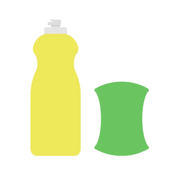 Botella Plástico Detergente Esponja Ilustración Vector Clipart Botella Detergente Líquido — Archivo Imágenes Vectoriales