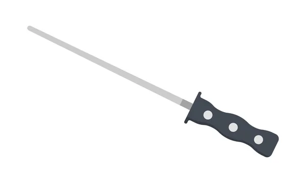 刀尖扁平图标为网络 简单易行的磨刀符号平面矢量设计 锐利的钢铁图标隔离在白色上 刀尖卡通人物 厨房概念图解符号 — 图库矢量图片