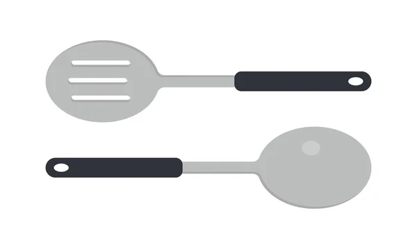 Набор Кухонной Ложки Векторной Иллюстрации Ложки Подача Ложек Плоского Векторного — стоковый вектор