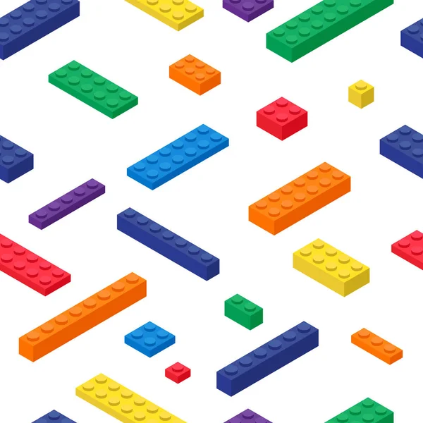 Kleurrijke Kinderen Plastic Baksteen Speelgoed Isometrische Stijl Naadloos Patroon Plastic — Stockvector