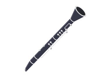 Klarnet vektör tasarımı. Klarnet düz stil vektör çizimi beyaz arkaplanda izole edildi. Klasik marangoz müzik aleti.