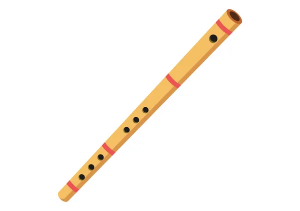 Diseño Vectores Flauta Bambú Flauta Madera Plana Estilo Vector Ilustración — Vector de stock