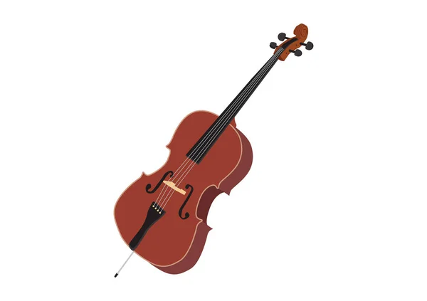 Cello Vector Design Stringed Family Musical Instrument Cello Flat Style — Stock Vector