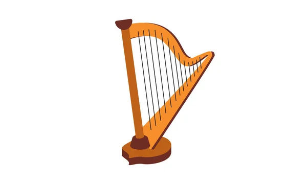 Wooden Harp Vector Design Classical Harp Flat Style Vector Illustration — Stock Vector